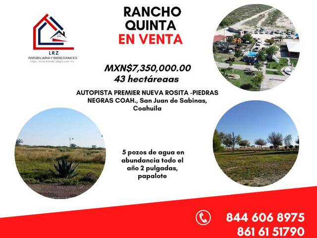 #40 - Ranchos ,Granjas y Fincas para Venta en San Juan de Sabinas - CH - 1