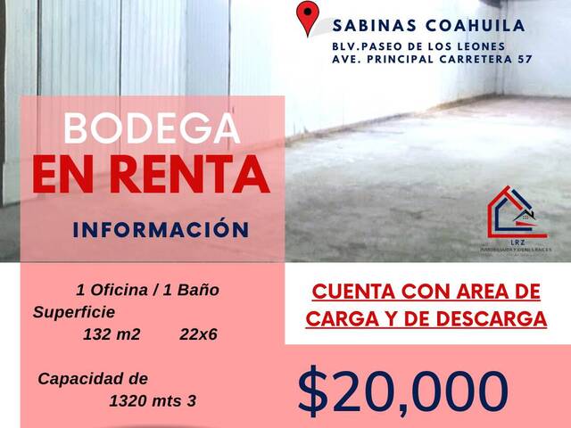 #227 - BODEGA para Renta en Sabinas - CH - 1