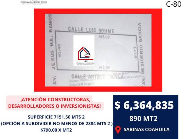 #80 - Terreno para Venta en Sabinas - CH - 1