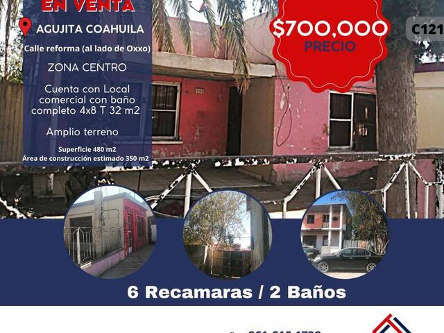 #121 - CASA-HABITACIÓN para Venta en Sabinas - CH - 1