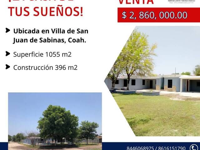 Venta en Villa de San Juan de Sabinas - San Juan de Sabinas