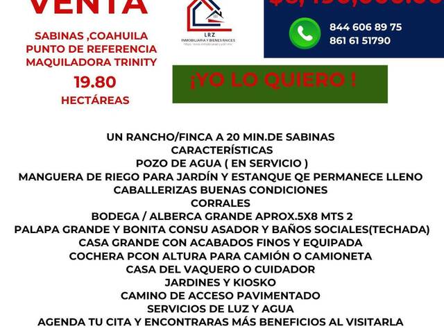RANCHO para Venta en Sabinas - 5