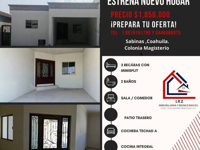 #306 - CASA-HABITACIÓN para Venta en Sabinas - CH - 1