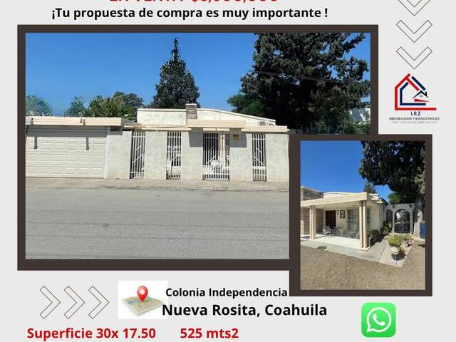 #316 - casa para Venta en San Juan de Sabinas - CH
